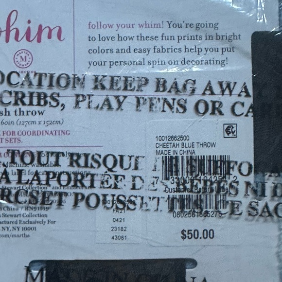 NWT Whim by Martha Stewart Collection Cheetah Printed Plush 50X60 Throw - Picture 5 of 6